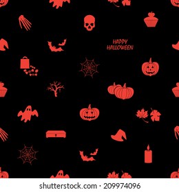 halloween icons dark seamless pattern eps10
