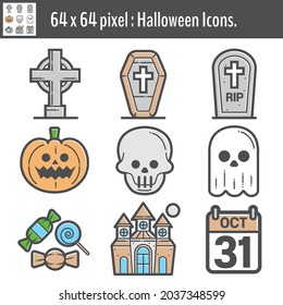Halloween Icons, Design collection, ghost cute cartoon design for illustration or website.