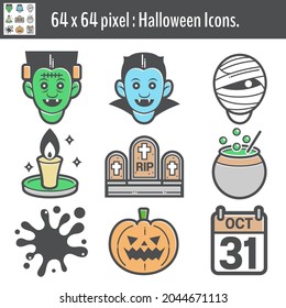 Halloween Icons, Design collection, ghost cute cartoon design for illustration or website.