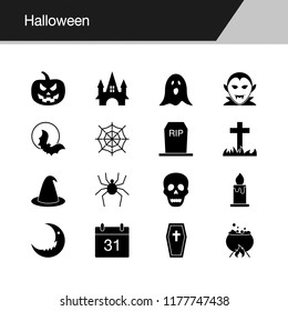 Halloween icons. Design for presentation, graphic design, mobile application, web design, infographics, UI. Vector illustration.