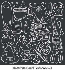 Halloween icons. Doodle Halloween background
