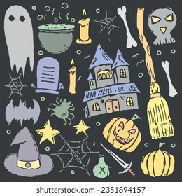 Halloween icons. Doodle Halloween background