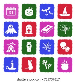Halloween Icons. Grunge Color Flat Design. Vector Illustration. 