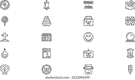 Halloween icons High-Quality Vector Icons Collection with Editable Stroke. Ideal for Professional and Creative Projects.