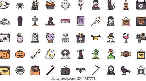 Halloween icons High-Quality Vector Icons Collection with Editable Stroke. Ideal for Professional and Creative Projects.