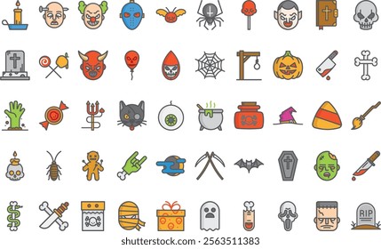 Halloween icons High-Quality Vector Icons Collection with Editable Stroke. Ideal for Professional and Creative Projects.