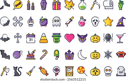 Halloween icons High-Quality Vector Icons Collection with Editable Stroke. Ideal for Professional and Creative Projects.