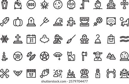 Halloween icons High-Quality Vector Icons Collection with Editable Stroke. Ideal for Professional and Creative Projects