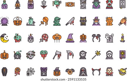 Halloween icons High-Quality Vector Icons Collection with Editable Stroke. Ideal for Professional and Creative Projects.