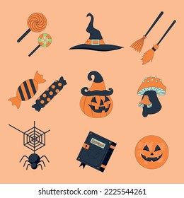 halloween icons horrible symbols sketch