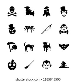 Halloween icons isolated set black on white background