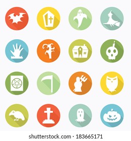 Halloween icons long shadow design