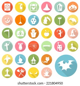 Halloween icons long shadow design, vector eps10