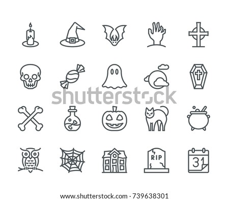 Halloween Icons, Monoline concept
The icons were created on a 48x48 pixel aligned, perfect grid providing a clean and crisp appearance. Adjustable stroke weight. 