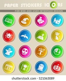 halloween icons on color paper stickers for your design