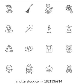 Halloween icons on white background
