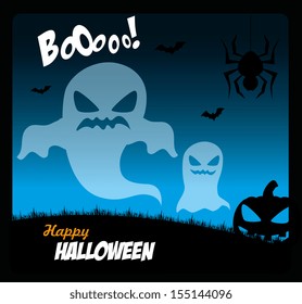 halloween icons over sky background vector illustration