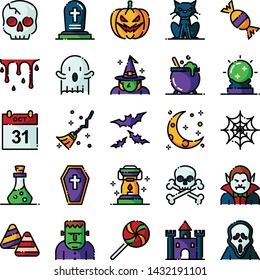 Halloween icons pack. Isolated halloween symbols collection. Graphic icons element