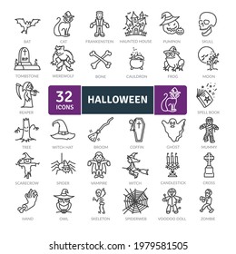 Halloween icons Pack. Thin line icons set. Flat icon collection set. Simple vector icons
