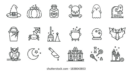 Halloween icons. Party stickers, children illustration