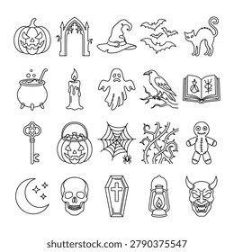Halloween icons and pumpkins