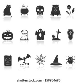 Halloween icons with reflection