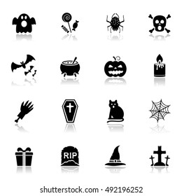 Halloween icons with reflection