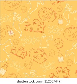 Halloween icons seamless background vector