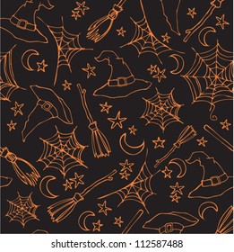 Halloween icons seamless background vector