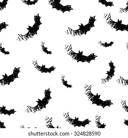 Halloween icons seamless pattern from animals, bat and magic attributes  for web and stickers. Vector
