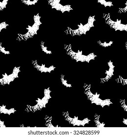 Halloween icons seamless pattern from animals, bat and magic attributes  for web and stickers. Vector