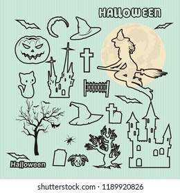 Halloween icons set