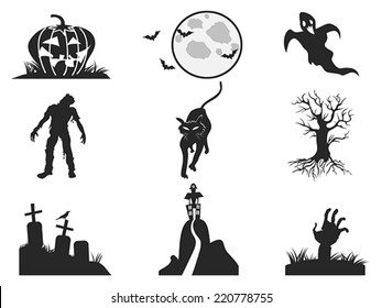 halloween icons set