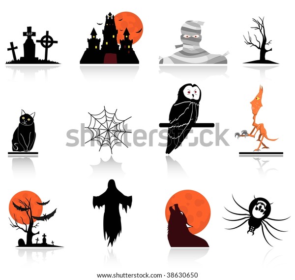 halloween icons set 2,easy to\
edit or to re size,the shadow and the icons are set on a different\
layer