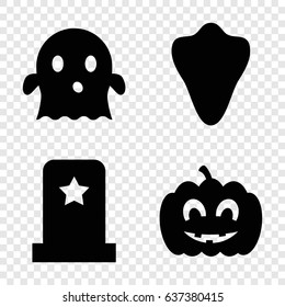 Halloween icons set. set of 4 halloween filled icons such as animal fang, ghost, pumpkin haloween
