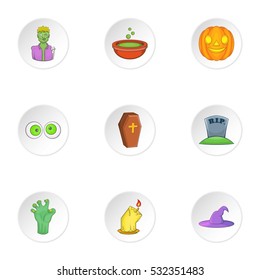 Halloween icons set. Cartoon illustration of 9 halloween vector icons for web