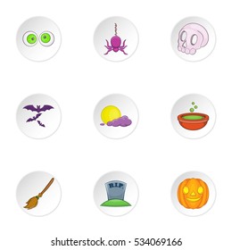 Halloween icons set. Cartoon illustration of 9 halloween vector icons for web