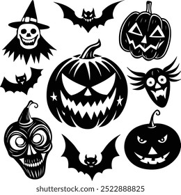 Halloween icons set collection design