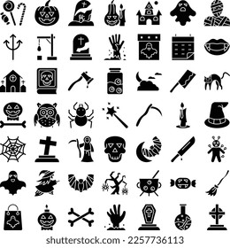 Halloween icons set, Halloween collection, Halloween event icons, Horror icons set, celebration pack, Halloween glyph icons