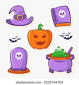 Halloween icons set with cute cartoon vector style suitable for logo, sticker, icon, etc.