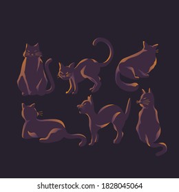 Halloween icons set. dark cat halloween set