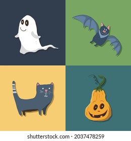 Halloween icons set, design elements, vector illustration.