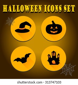 Halloween icons set flat design
