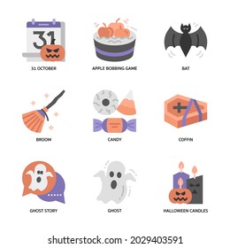 Iconos de Halloween con estilo plano