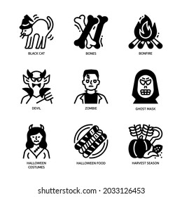 Halloween Icons Set Glyph Style