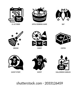 Halloween Icons Set Glyph Style