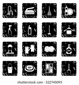 Halloween icons set icons in grunge style isolated on white background. Vector illustration