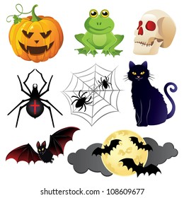 Halloween icons set isolated on white background