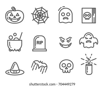 Halloween icons set. Linear signs collection