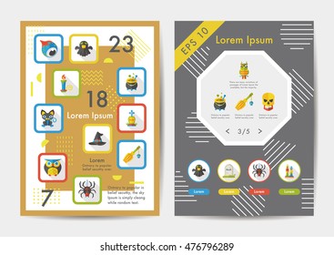 Halloween icons set with long shadow,eps10